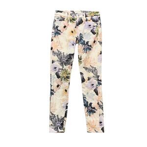 7 For All Mankind Pants Womens 25 Multi Floral Starlight Ankle Skinny Jeans
